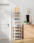 Kitsure Shoe Rack - 10-Tier Shoe Organizer with Detachable Fabric Shelves & Metal Frame, Tall Shoe Rack for Closet, Entryway, Living Room, 16.9" Wide - 10 Tier, White - Image 2