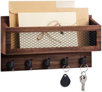 Colingmill Magnetic Mail and Key Holder with 5 Hooks for Wall, Brown by Colingmill