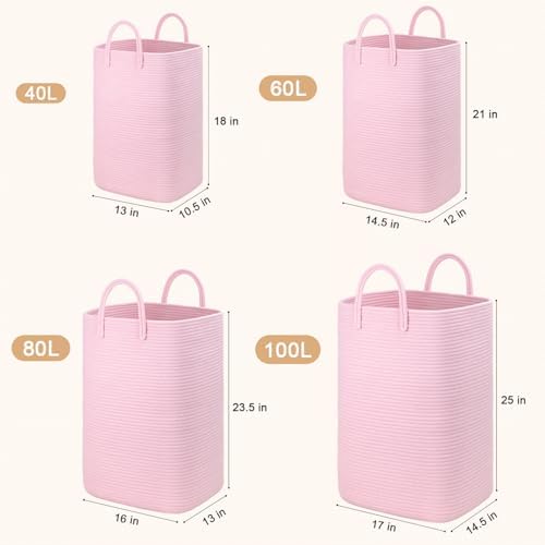Artfeel Laundry Basket,Woven Cotton Rope Laundry Hamper,60L Versatile Storage for Dirty Clothes,Baby Toys,and Blankets in Bathroom, Nursery,and Living Room - Image 3
