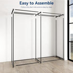 Whitmor Extra-Wide Portable Clothes Closet, 60" Wide Closet Organizers and Storage with Cover, Heavy Duty Metal Clothes Rack, Stable and Easy Assembly Clothes Storage, Light Grey - Image 6