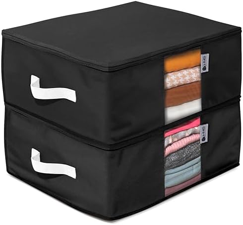 Cedar Clothes Storage Bag Organizer, Protects From Moths, Set of 2, Black | Protects from Moths, Moisture, Dirt & Dust, Underbed Storage Bags for Clothes, Cashmere Sweaters, Bedding & More by HOLDN%E2%80%99STORAGE