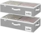 StorageWorks 5 Inch Low Profile Under Bed Storage Containers with Clear Lid | Reinforced Structure, Resists Sagging, Handles & Label Holder, Foldable Stackable Closet Storage for Clothes, Blankets, Toys by StorageWorks