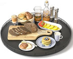 Oroyutor 18-Inch Oak Lazy Susan Organizer with Black Metal Rail by Oroyutor