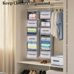 Hanging Closet Organizer, 6-Shelf w/ 3 Drawers & Pockets, Black | No tool installation required, made of non-woven fabric, suitable for all wardrobe storage, with strong load-bearing capacity - Image 5