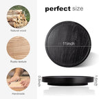 Wood Lazy Susan Turntable Kitchen Decor Round Table Tray, 11" Black - Image 4