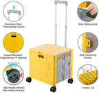 FELICON Folding Utility Cart Rolling Crate Handcart Basket Tote-Yellow+Gray - Image 2