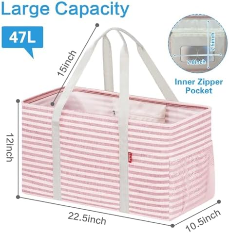 LHZ.K Extra Large Utility Tote Bag, Standing Reusable Grocery Bags, 2 Pack - Image 5