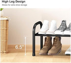 STO STO Long Expandable Shoe Rack 1-Tier, Adjustable Length 33.7”–47.5” Shoe Organizer, Metal Shoes Storage Shelf, Holds Up to 12 Pairs, Non-Slip Feet, for Closet, Entryway, Hallway, Front Door, Black - Image 6