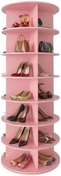 SpaceAid 7 Tier Rotating Shoe Rack Tower, Spinning Shoe Display Lazy Susan, Revolving 360 Shoe Rack Storage Round Carousel, Vertical Handbag Rotate Shoes Closet Organization (7-Tier Pink) by SpaceAid