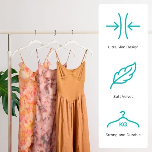 Sishynio Velvet Hangers 30 Pack, Non-Slip Slim Felt Clothes Hangers Beige | Space-Saving Closet Organization; Flocked Surface; 360° Swivel Hooks; For Shirts, Coats, Dresses, Blouses - Image 2