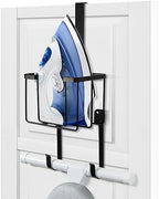 ORLESS Over The Door/Wall Mount Ironing Board Hanger, Laundry Room Iron and Ironing Caddy Board Storage Holder, Black by Unknown