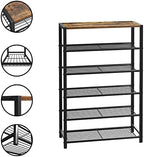 Yusong Shoe Rack Organizer, 6 Tier Industrial Shoe Storage Shelf, Narrow Sturdy Metal Shoe Shelves for Closet Entryway, Rustic Brown - Image 6