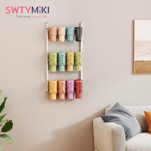 SWTYMIKI 3-Tier Water Bottle Organizer – Over the Door Stanley Cup Holder, Cup Organizer for Door or Wall Mount Option, Stanley Accessories for Pantry, Dorm, Office, RV Use, Silver - Image 6