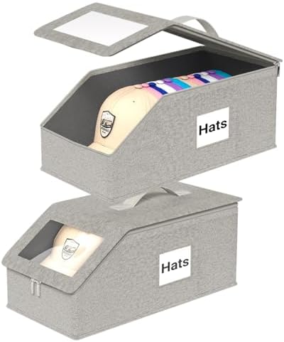 Stackable Hat Organzier for Baseball Caps - 2 PCS Hat Storage Holder Holds up to 26 Caps for Closet, Dust-Proof Hat Boxes Container with Clear Window for Home by Unknown