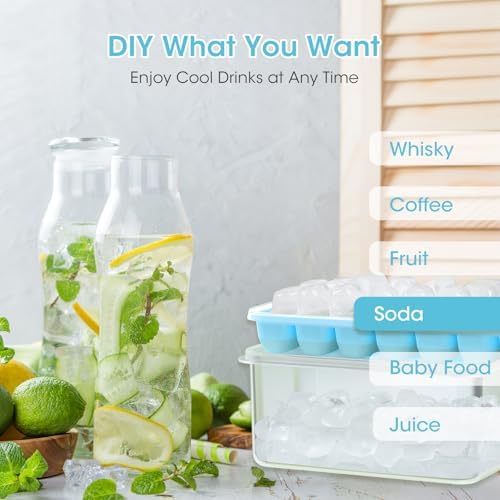 DOQAUS Ice Cube Tray with Lid and Bin,4 Pack Ice Cube Trays for Freezer - Image 2