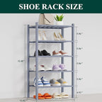 Smiry Bamboo Shoe Rack, 8 Vertical Slats, 5 Tier - 17.3" Wide, Grey - Image 2
