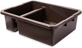 Rubbermaid Commercial Products Standard Divided Bus/Utility Box 7-Gallon Brown Plastic Heavy Duty Divided Restaurant Wash Basin/Dish Washing Tub for Cups/Plates/Bowls by RubbermaidCommercialProducts