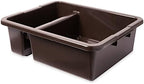 Rubbermaid Commercial Products Standard Divided Bus/Utility Box 7-Gallon Brown Plastic Heavy Duty Divided Restaurant Wash Basin/Dish Washing Tub for Cups/Plates/Bowls by RubbermaidCommercialProducts
