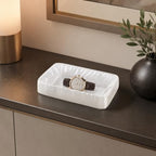 Jewelry Tray, White Vanity Organizer for Rings, Cosmetics & Keys, Decorative Catchall Tray for Dresser, Bathroom, Entryway - Image 2