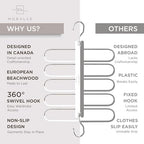 MORALVE Pants Hangers Space Saving - 4 Pack European Beechwood Scarf and Jean Hangers - Closet Organizer and Space Saver Pant Rack, Leggings Hanger, and Scarf Holder with 360° Swivel Hook - Image 5
