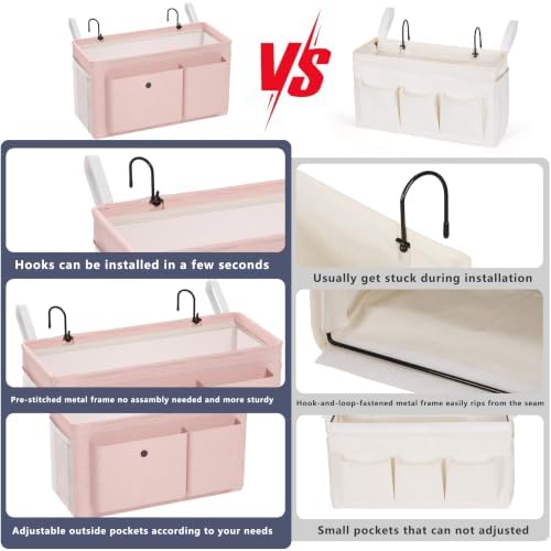 Bedside Caddy Bedside Storage Hanging Organizer for Bunk Dorm Bed Rail - Image 2