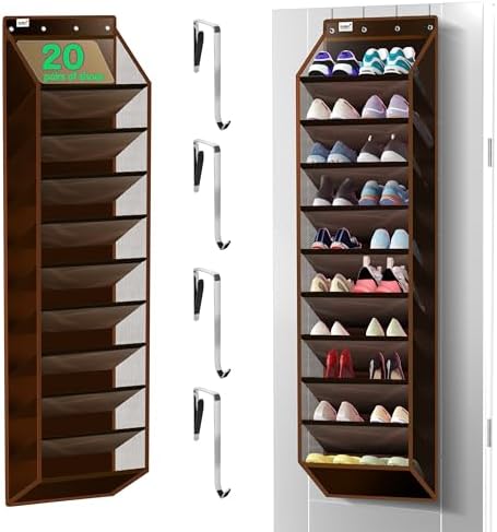 Kotkn 10 Tier Over The Door Organizer - Heavy Duty Hanging Storage Rack with Sturdy Oxford Fabric, Holds 20+ Pairs of Footwear, Boots & Sneakers, Saves 50% Closet Space (Dark Curry) by Unknown