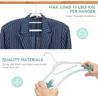 Tonswachic Pack of 50 Coat Hangers, Space-Saving Plastic Clothes Hangers, Non-Slip, 0.2 Inches Slim, 360° Swivel Silver Hook for Shirts, Pants, Suit & Wet/Dry Garments, Blue and White - Image 4