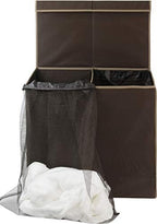 Simple Houseware Double Laundry Hamper with Lid & Removable Bags, Brown - Image 5