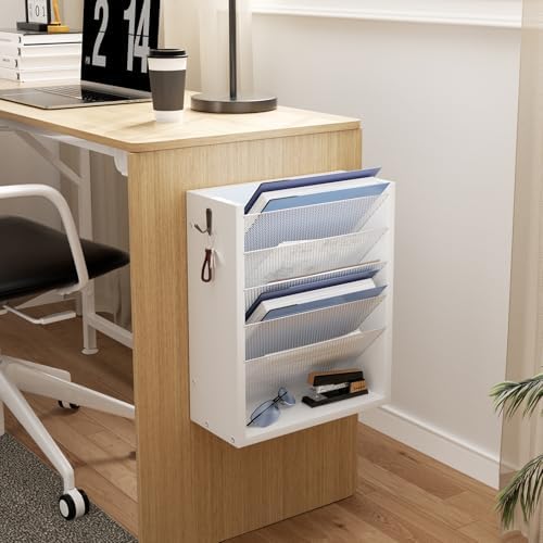 Mail Organizer Wall Mounted, 6-Slot Hanging File Organizer with Key Holder - Image 5