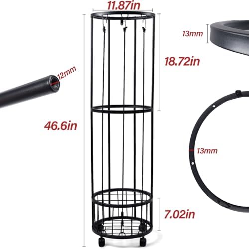 Upgrated Ball Storage Rack with Small Bottom Ball Holder, 3 Adjustable Elastic Cords Sports Equipment Organizer, Wall-Mounted Basketball Rack for Indoor,Outdoor,Home,Garage - Image 4