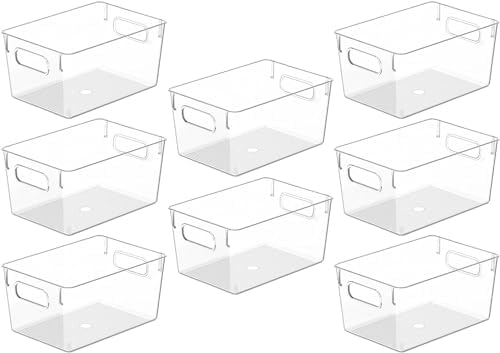 Clear Plastic Storage Bins, Pantry Organizers and Storage Containers Fridge Organizer Bins for Organizing Kitchen Cabinet Organizer Bin Bathroom Freezer Refrigerator Organization by CONTROLKITCHEN