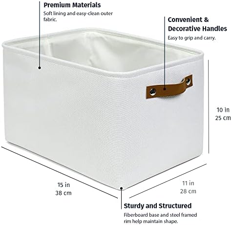 OrganiHaus 15x11in Canvas Storage Baskets 3 Pack - Fabric Bins for Shelves - Image 2