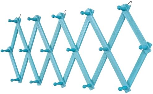 SCUNDA Beachy Coastal Wall Rack with 16 Hanging Hooks, Beach Decorations for Home, Nautical Style Wall Mounted Wood Coat Rack(Rustic Blue) by SCUNDAHOME