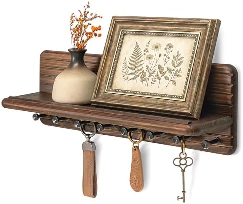 Rebee Vision Key Holder Wall Mount for Home Office Rustic Wall Decor, Brown by REBEEVISION
