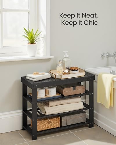 SONGMICS Shoe Rack Bench, 4 Tier Bamboo, 11.3 x 27.6 x 20.5 Inches - Image 5