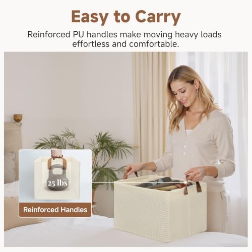 StorageWorks Closet Storage Bins, Storage Baskets for Shelf, Beige, 2-Pack - Image 5