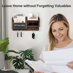 Lwenki Mail and Key Holder – Wall Mount Key Hanger with Shelf and 7 Metal Hooks – Decorative Natural Paulownia Wood Entryway Organizer with Mounting Hardware (16.5”W x 8.7”H x 3.5”D) (Brown) - Image 3