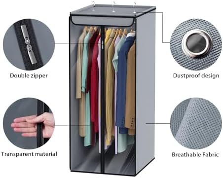 Univivi Garment Bags for Hanging Clothes, Cloth Bag 40 In, 1 PCS, Grey - Image 3