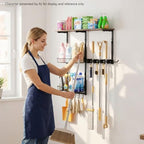 Broom Holder Wall Mount，With A Storage Basket Cleaning Tool Storage Rack - Image 7