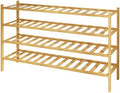 Kitsure Bamboo Wooden Shoe Rack for Closet, 32.7" Wide - 4 Tiers, Natural by Kitsure