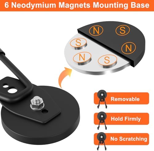 ENUODA Strong Magnetic Hooks Heavy Duty Upgraded Large Magnets with Hooks Magnetic Garage Hooks for Hanging Shovel, Broom, Wreath, Garden Tool, Toolbox, Shed, Garage, Locker, 4PCS - Image 7