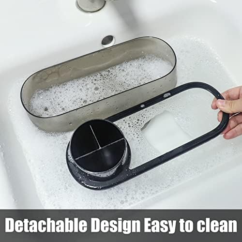 Ayswupt Black Toothbrush Holder for Bathroom,Detactable Bathroom Tray for Men,Electric Tooth Brushing Holder,Bathroom Countertop Organizer,Tooth Brush Toothpaste Caddy Storage,Vanity Sink Accessories - Image 3