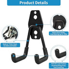 GeeWatom 2 Pack Garage Storage Utility Hooks，Garage Garden Tool Organizer，Steel Wall Mount Hooks, Garden Small U Hooks (Matte Black) - Image 3
