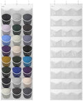 Baseball Hat Rack, 27 Pocket Over-The-Door Hat Organizer with Clear Deep Pockets to Display Baseball Caps Collection, Complete with 3 Over Door Hooks (White, 27 Pockets) by Unjumbly