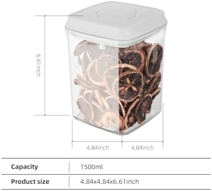 Ankou Food Airtight Containers (1500ml) 1.5 Qt Pop Up Food Formula Container With Lids, Bpa-Free One Button Open Stackable Container for Coffee Tea Brown Sugar Cereals - 8 Labels - Clear - Image 6