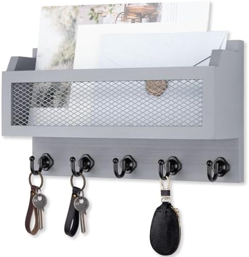 Nekon Mail and Key Holder for Wall Decorative, 11 Inch Mail Holder, Gray by NekonDesign