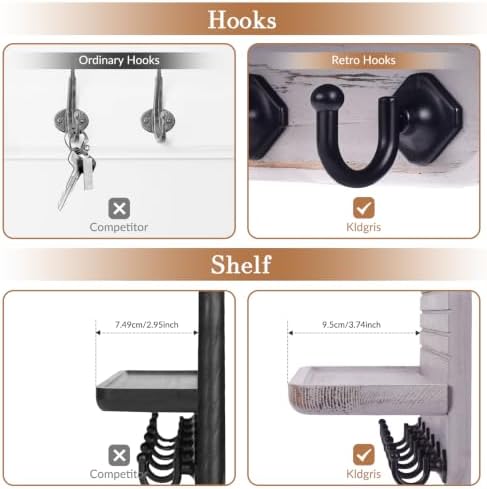 Key Holder for Wall, Mail Organizer Wall Mount with 6 Hooks Wooden Hanging Key Rack for Home Decor, Hallway, Entryway (Stone Gray) - Image 5