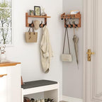 Evermagin 29" Coat Rack Wall Mount with Shelf & 11 Hooks, Entryway, Brown - Image 3