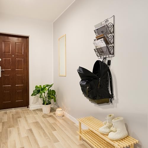 Deco Brothers Wall Mail Organizer with 5 Key Holder, 3 Tier, Bronze - Image 3