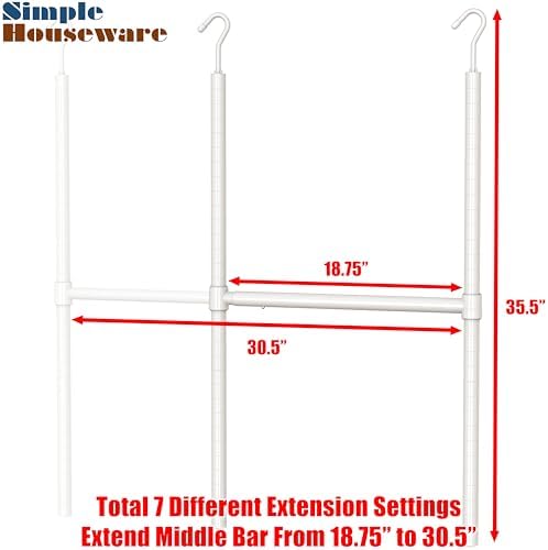 Simple Houseware Adjustable Closet Hanging Rod, White - Image 3